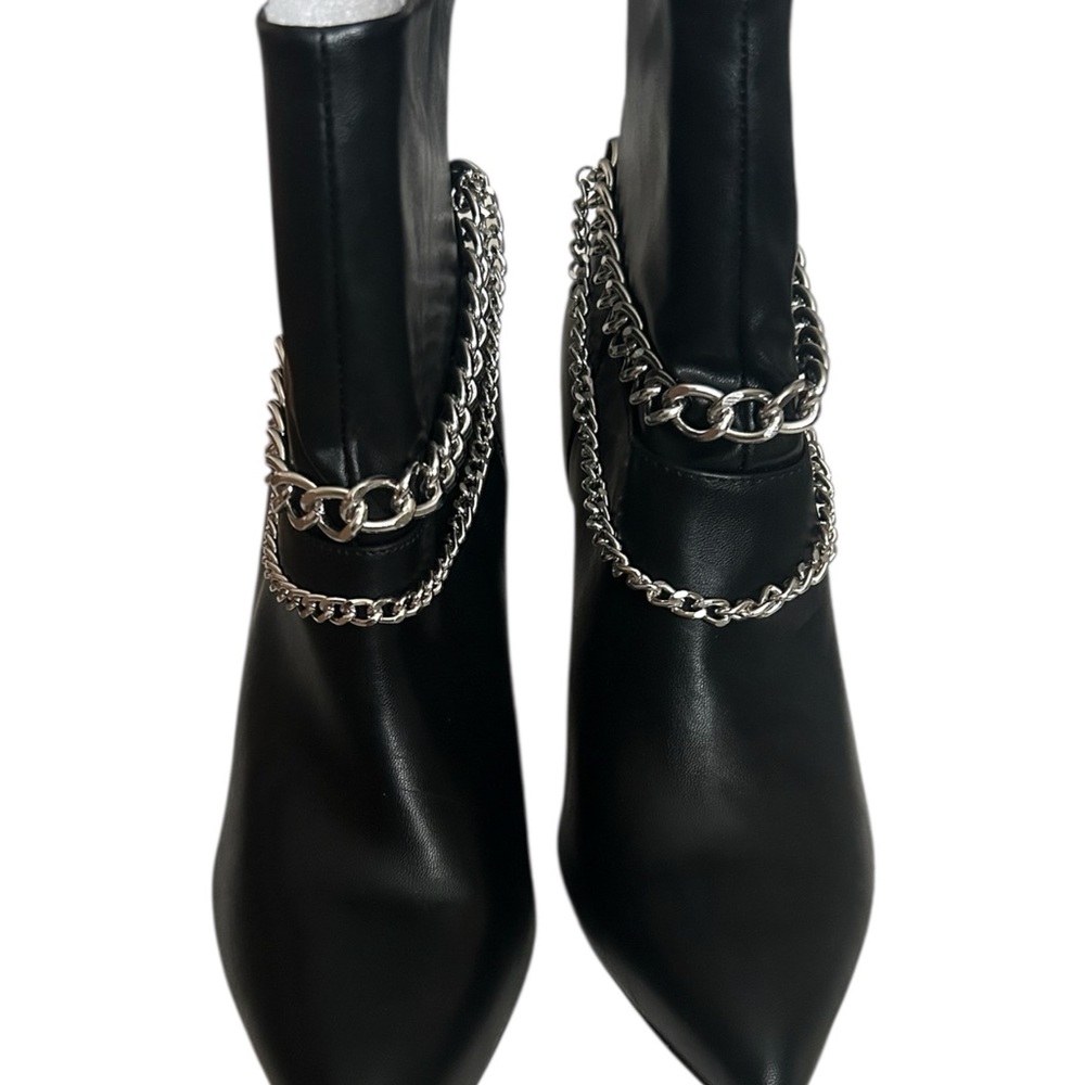BCBGeneration Black Ankle Boots with Silver Chain